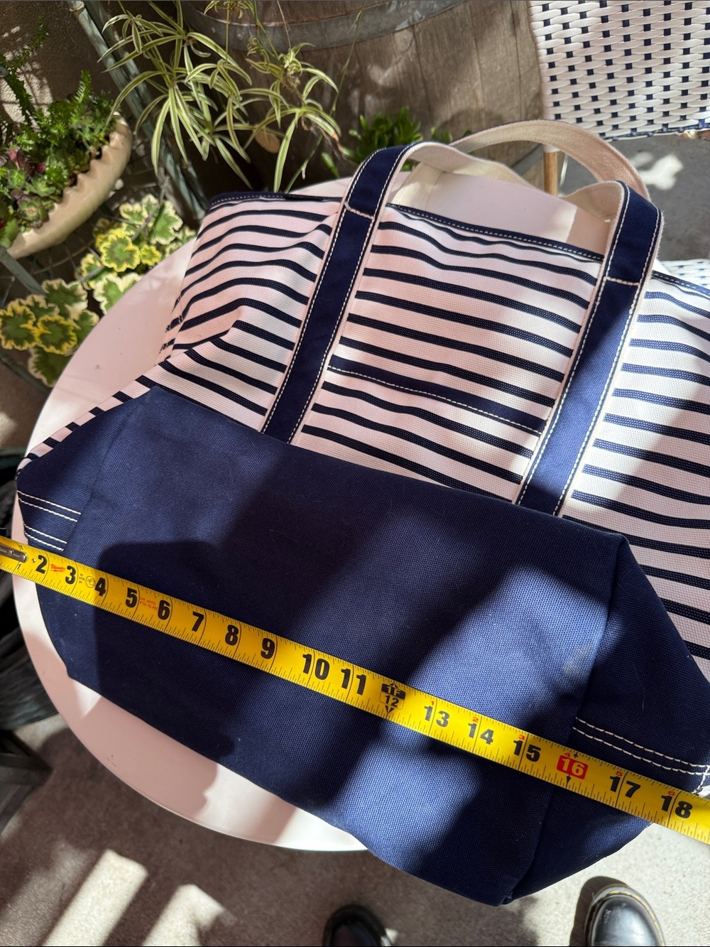 Lands' End Navy and White Striped Canvas Tote - Picture 10 of 10